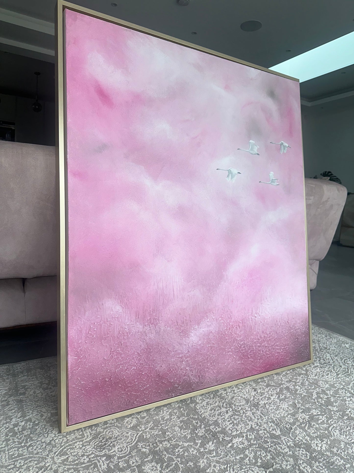 Pink Sky. Original large abstract artwork 100x120 cm
