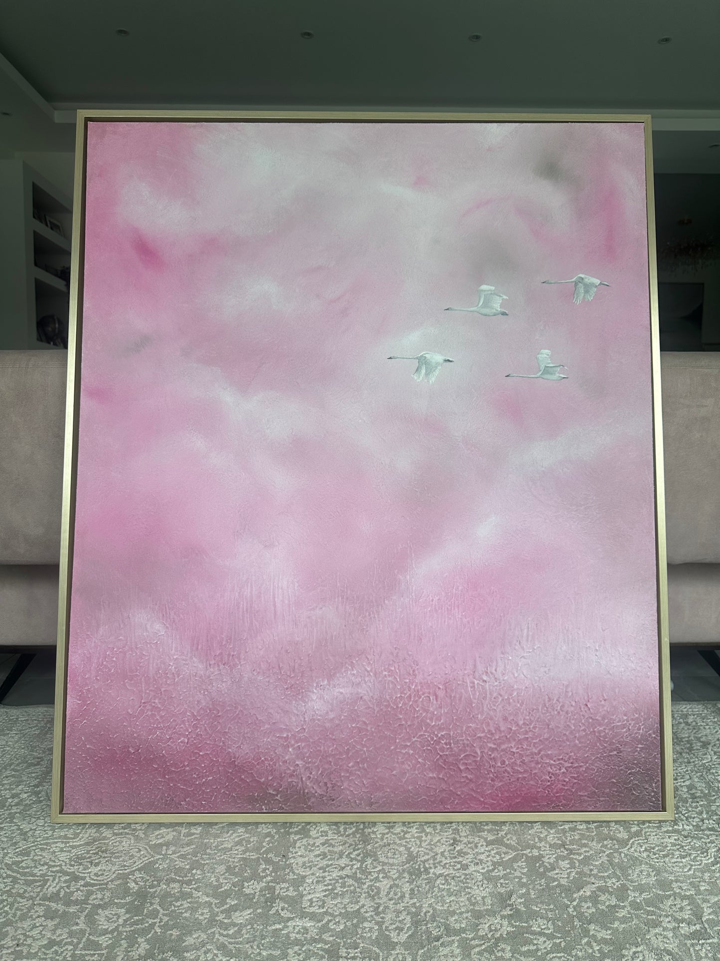 Pink Sky. Original large abstract artwork 100x120 cm