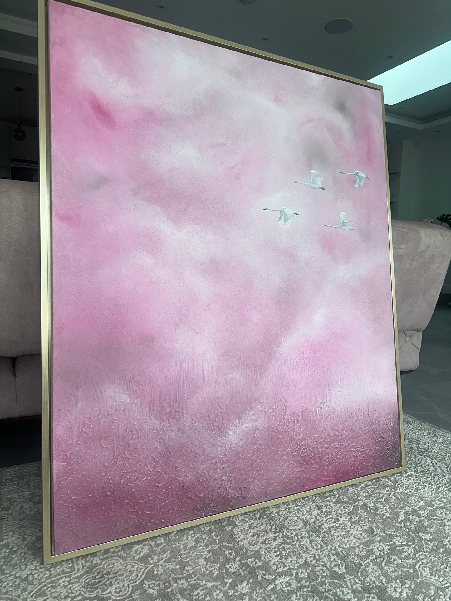 Pink Sky. Original large abstract artwork 100x120 cm