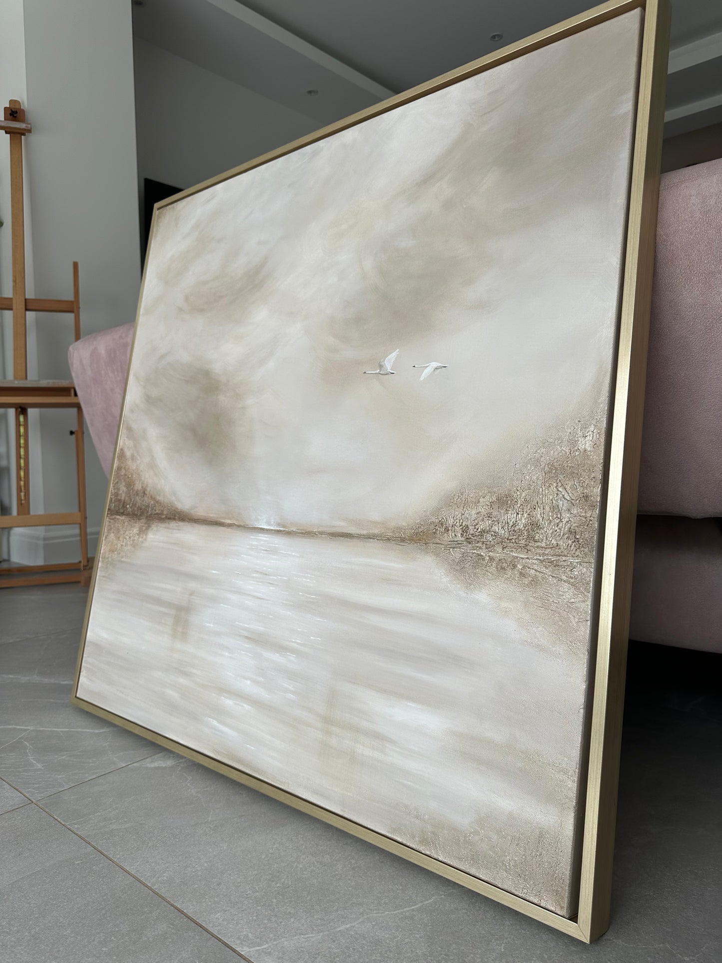 In My Dreams, the Sky Is Golden lll - Original Artwork 100x100cm