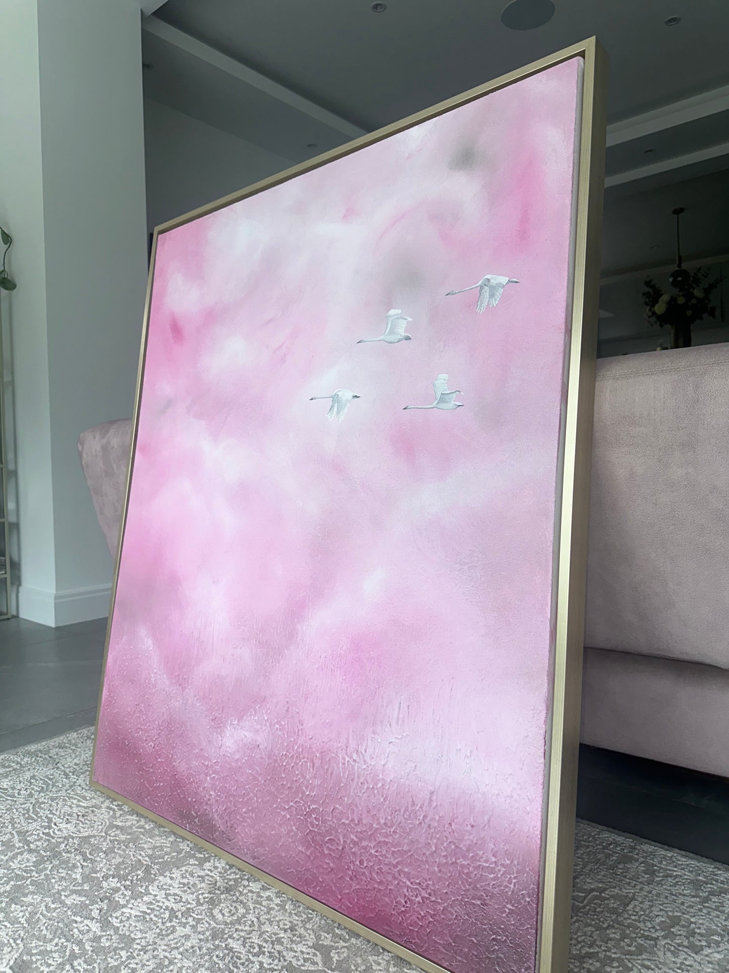 Pink Sky. Original large abstract artwork 100x120 cm