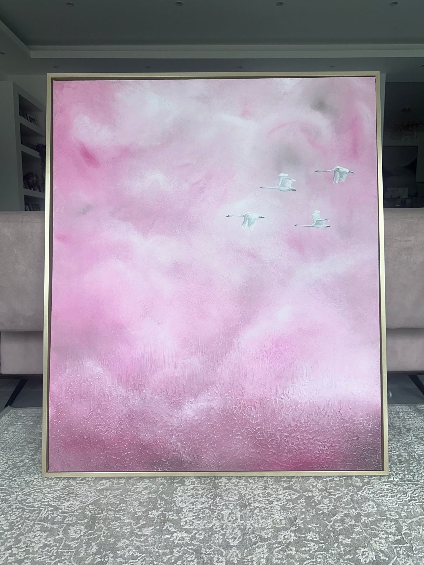 Pink Sky. Original large abstract artwork 100x120 cm