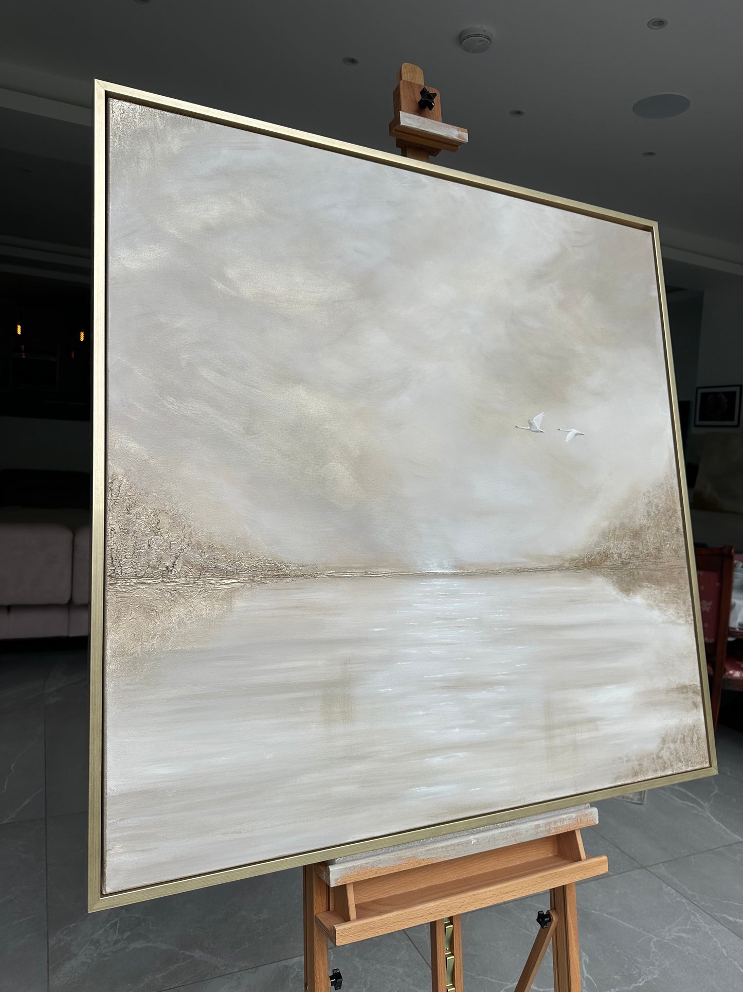 In My Dreams, the Sky Is Golden lll - Original Artwork 100x100cm