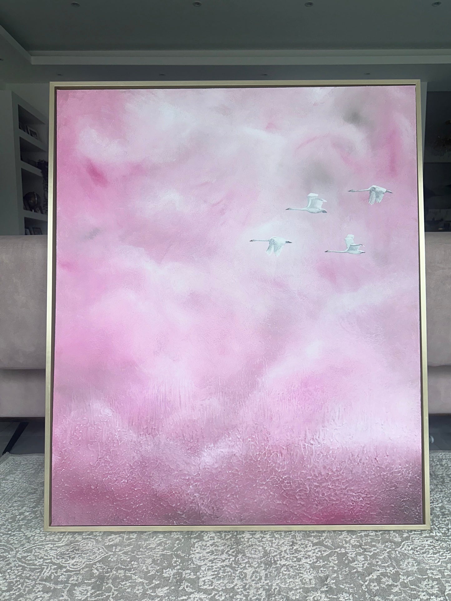 Pink Sky. Original large abstract artwork 100x120 cm