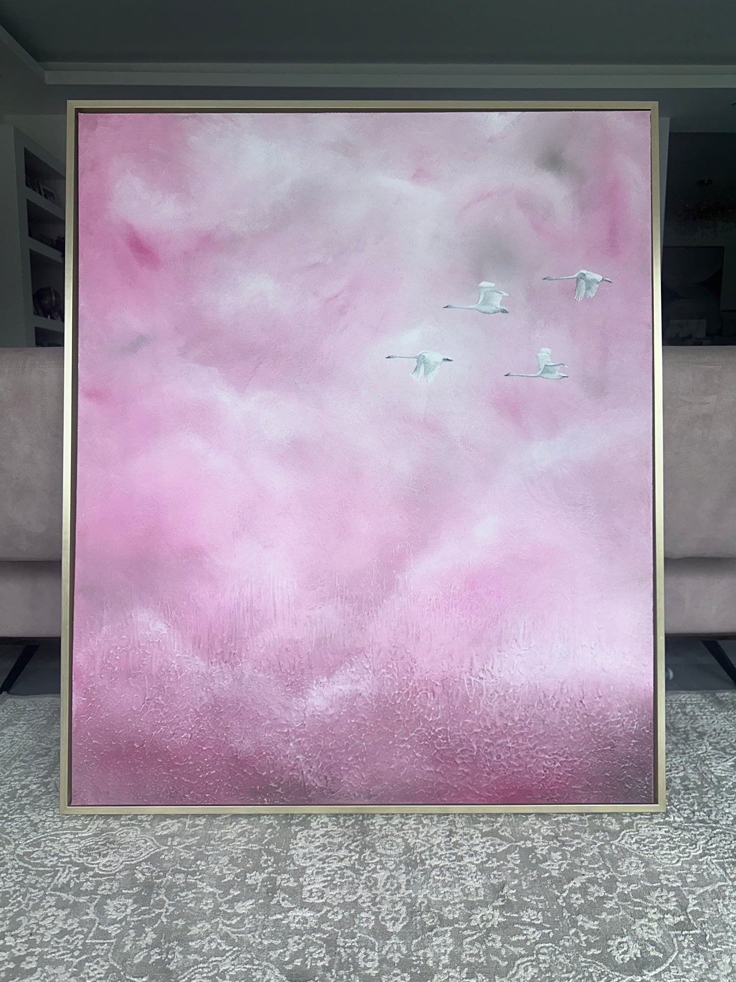 Pink Sky. Original large abstract artwork 100x120 cm